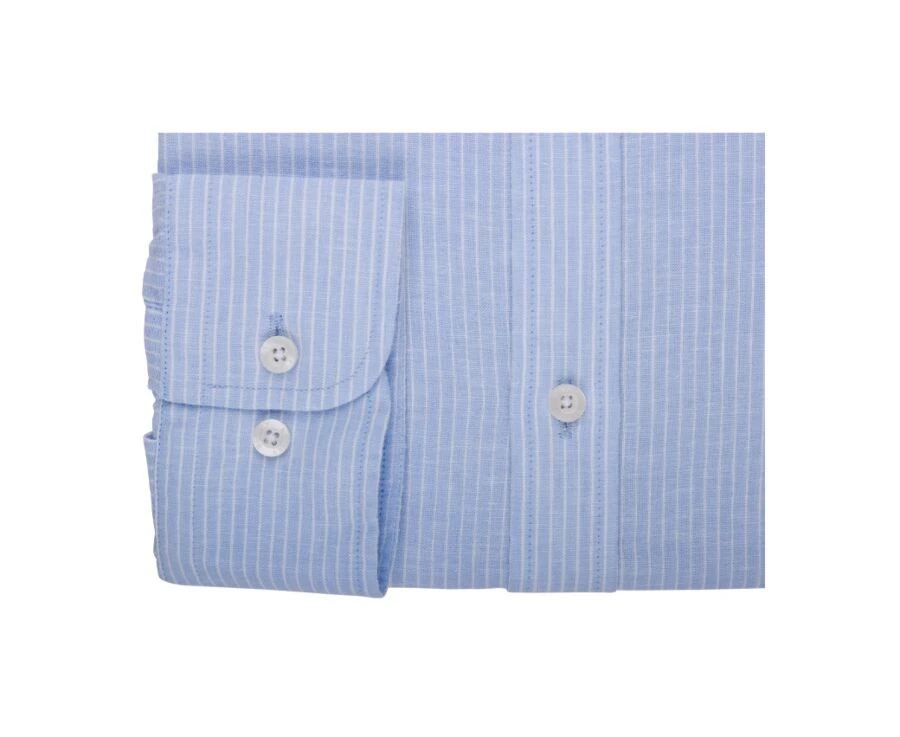 Chemise Coton Et Lin Bleu Clair Et Liseré Blanc - EDIBERT 8 Chemise Coton Et Lin Bleu Clair Et Liseré Blanc - EDIBERT – Image 6