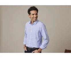 Chemise Coton Et Lin Bleu Et Liseré Blanc - EDIBERT -Boutique Pop Mey Edlich 012760d1 edibert bleu et lisere blanc 3