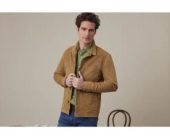 Veste En Cuir Daim Homme Tabac - FAUSTIN