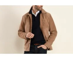 Veste Cuir Daim Homme Camel Foncé - FAUSTIN