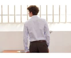 Chemise Homme Blanches à Rayures Bleues Claires - GEOFFROY -Boutique Pop Mey Edlich 01327009 geoffroy bleu clair et blanc 2