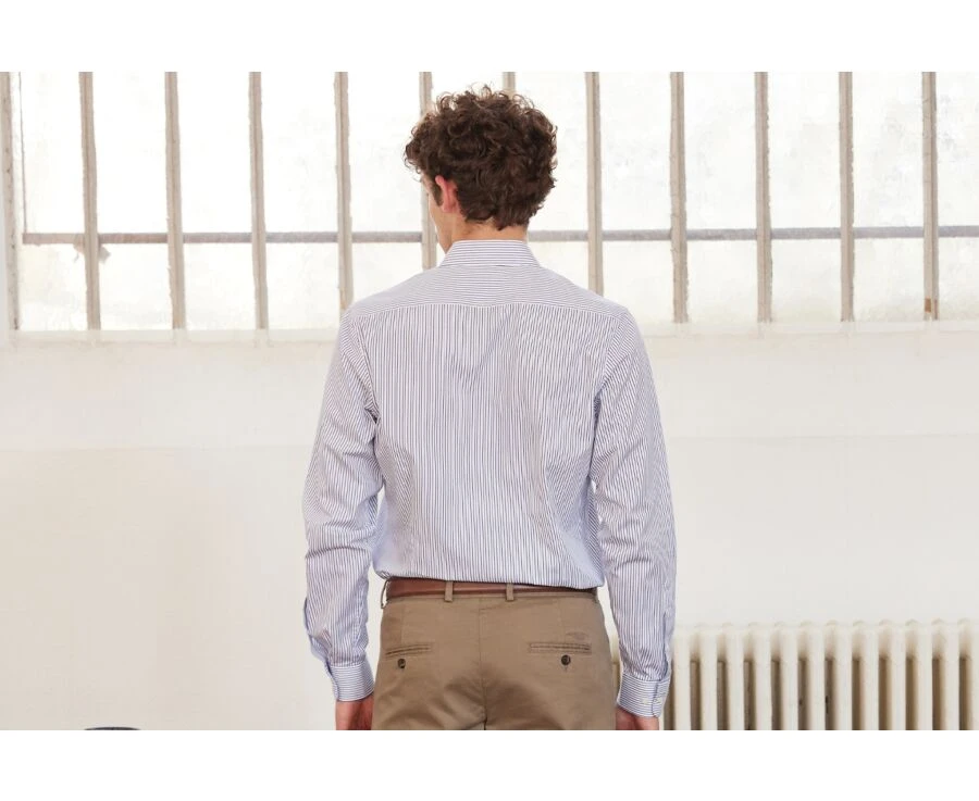 Chemise Homme à Rayures Bleues - GEOFFROY 4 Chemise Homme à Rayures Bleues - GEOFFROY – Image 2