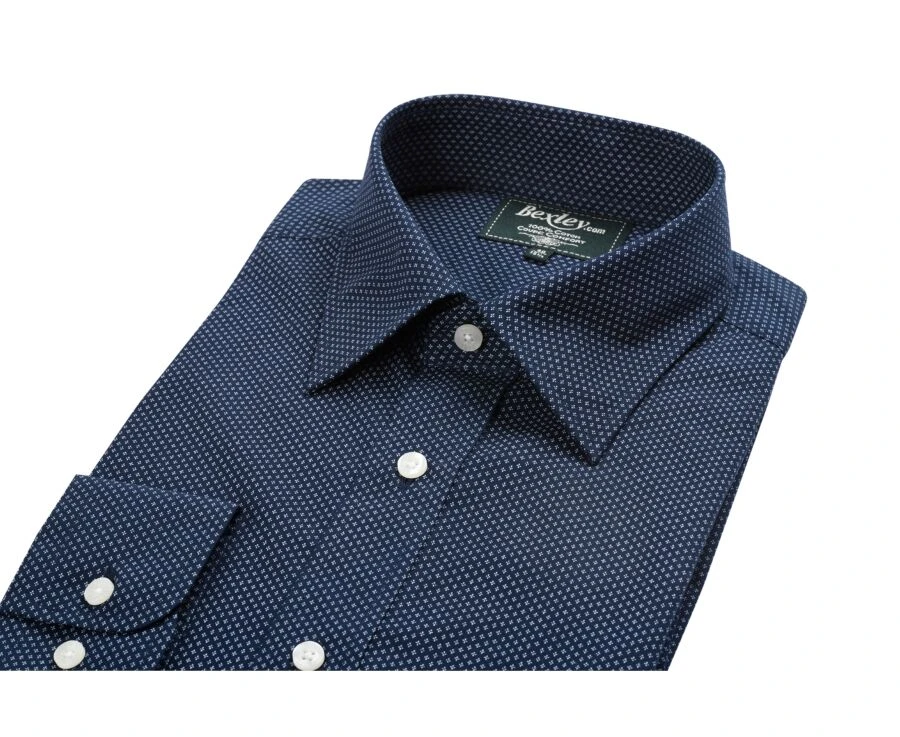 Chemise Coton Imprimée Navy Motif Beige - Poche Poitrine - ALBÉRIC 7 Chemise Coton Imprimée Navy Motif Beige - Poche Poitrine - ALBÉRIC – Image 5