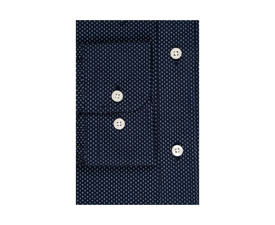 Chemise Coton Imprimée Navy Motif Beige - Poche Poitrine - ALBÉRIC 8 Chemise Coton Imprimée Navy Motif Beige - Poche Poitrine - ALBÉRIC – Image 6