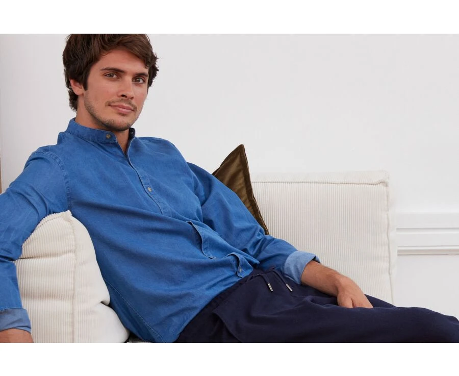 Chemise Jean Denim Indigo - Col Officier - JOSEPH 6 Chemise Jean Denim Indigo - Col Officier - JOSEPH – Image 4