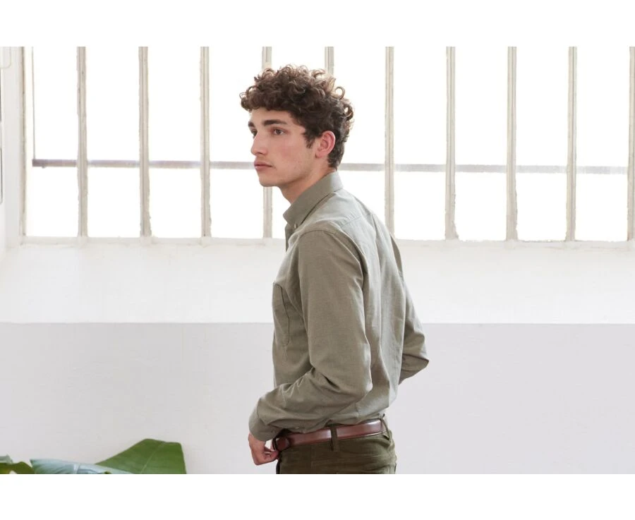 Chemise Flanelle Vert Army - Poche Poitrine - ALEXANDER 5 Chemise Flanelle Vert Army - Poche Poitrine - ALEXANDER – Image 3