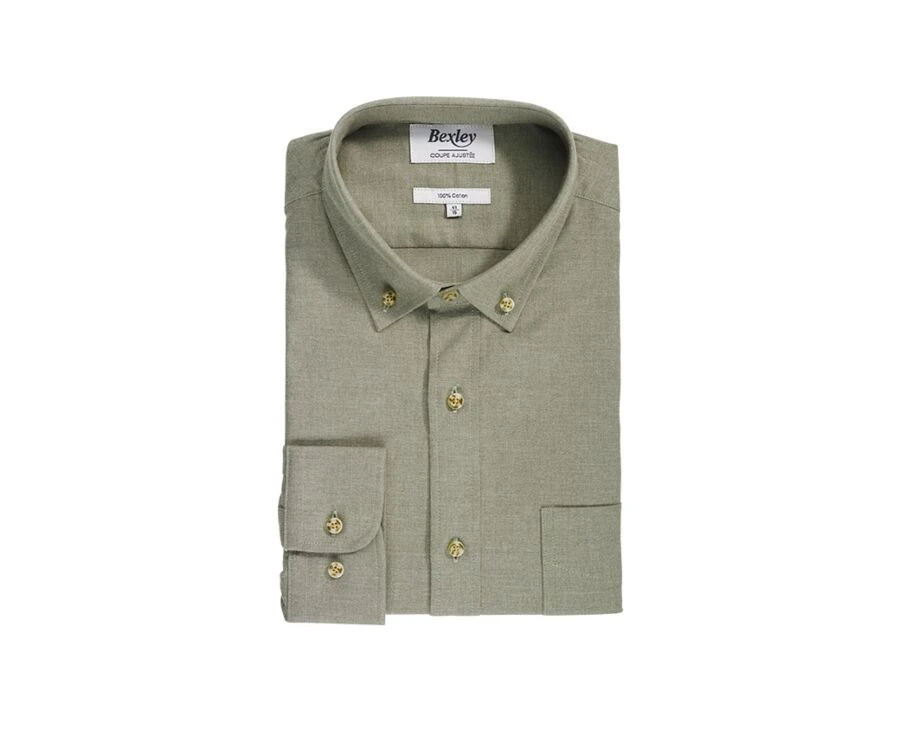 Chemise Flanelle Vert Army - Poche Poitrine - ALEXANDER 6 Chemise Flanelle Vert Army - Poche Poitrine - ALEXANDER – Image 4