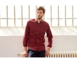 Chemise Flanelle Rouge Bordeaux - Poche Poitrine - ALEXANDER