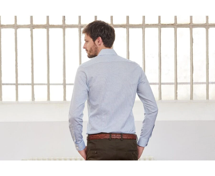 Chemise Blanche à Petits Carreaux Vert Foncé - SALVATORE 4 Chemise Blanche à Petits Carreaux Vert Foncé - SALVATORE – Image 2