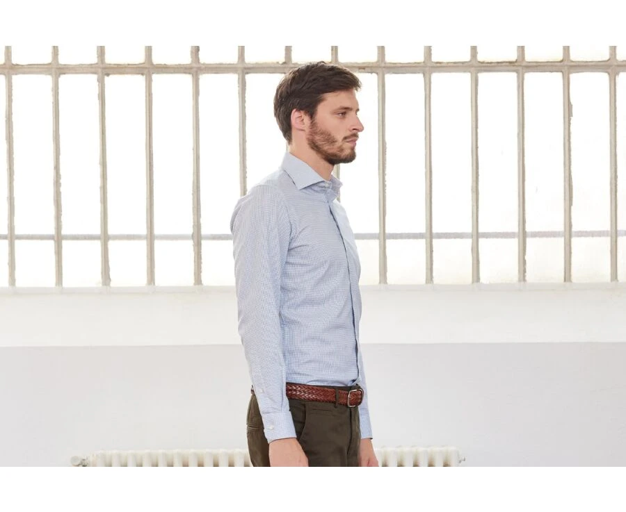 Chemise Blanche à Petits Carreaux Vert Foncé - SALVATORE 5 Chemise Blanche à Petits Carreaux Vert Foncé - SALVATORE – Image 3