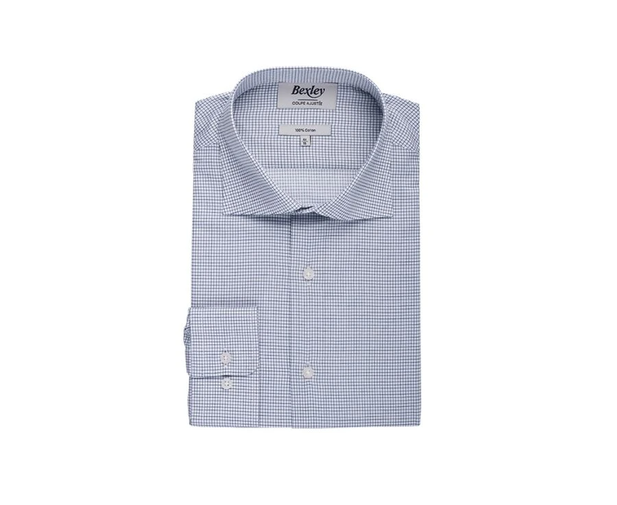 Chemise Blanche à Petits Carreaux Vert Foncé - SALVATORE 6 Chemise Blanche à Petits Carreaux Vert Foncé - SALVATORE – Image 4