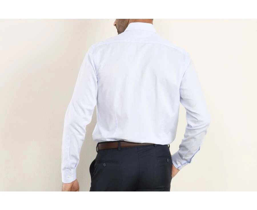 Chemise Coton Bleue Claire - Col Italien - ANGELO 4 Chemise Coton Bleue Claire - Col Italien - ANGELO – Image 2