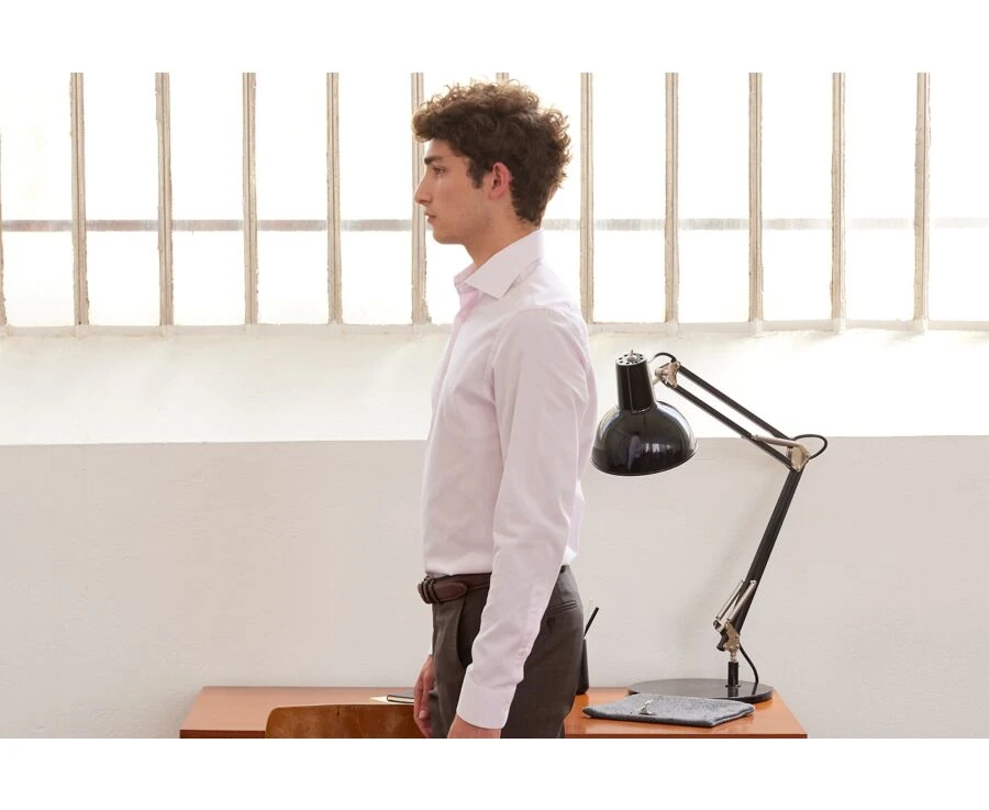 Chemise Oxford Rose - Col Italien - ERNESTO 5 Chemise Oxford Rose - Col Italien - ERNESTO – Image 3