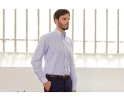 Chemise Blanche Rayures Bleues Poche Poitrine - BRODERICK -Boutique Pop Mey Edlich 0134305i broderick blanc et bleu 3bis