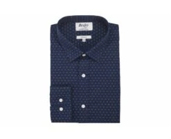 Chemise Imprimée Marine Motif Cognac - LÉONCE -Boutique Pop Mey Edlich 013440aj leonce navy et cognac 1 bis