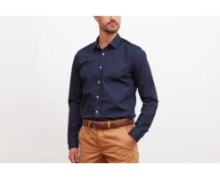 Chemise Imprimée Marine Motif Cognac - LÉONCE -Boutique Pop Mey Edlich 013440aj leonce navy et cognac 4