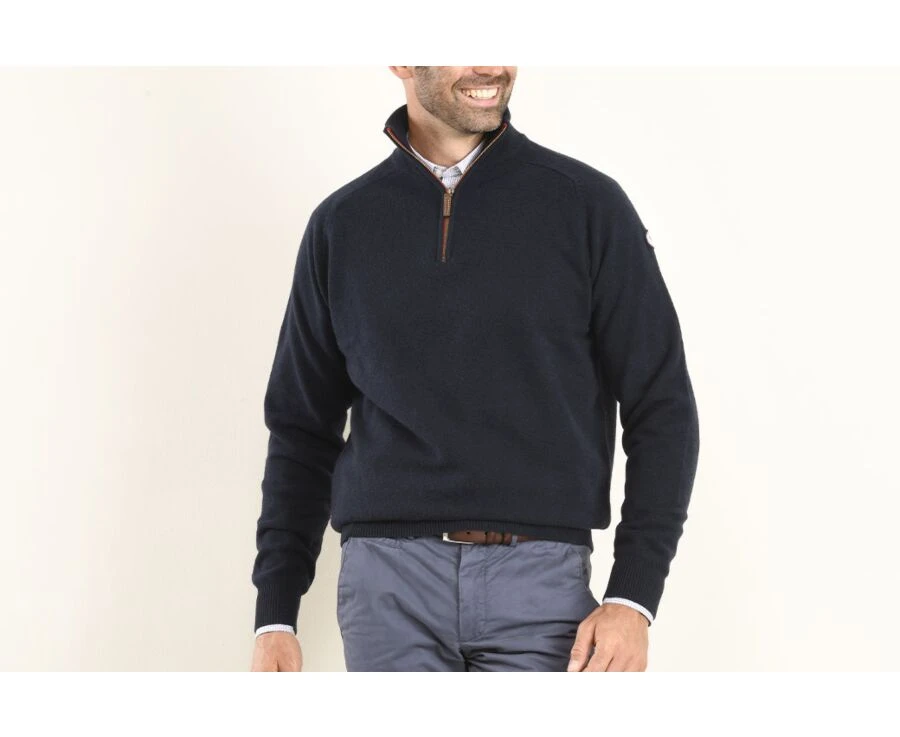 Pull Laine Col Zippé Marine- KENNY II 3 Pull Laine Col Zippé Marine- KENNY II