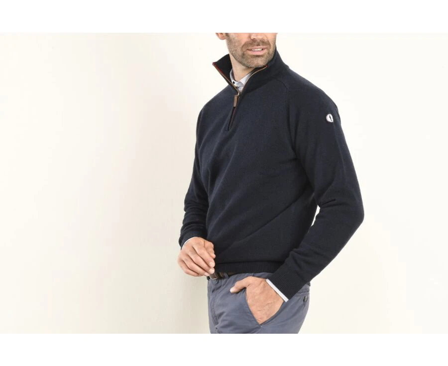 Pull Laine Col Zippé Marine- KENNY II 4 Pull Laine Col Zippé Marine- KENNY II – Image 2