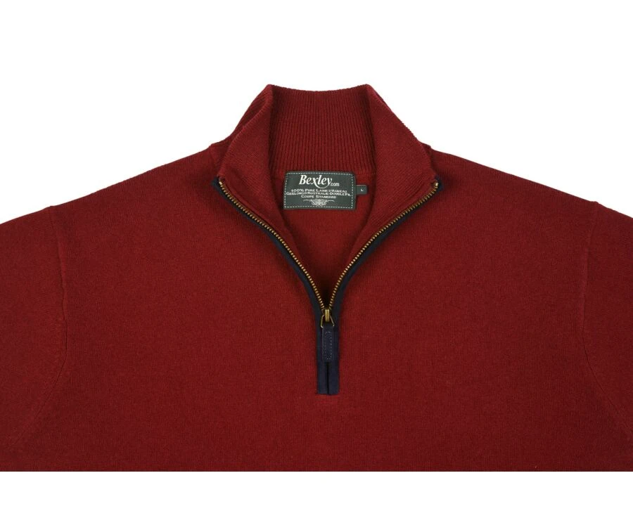 Pull Laine Col Zippé Rouge Sombre - KEITHY 7 Pull Laine Col Zippé Rouge Sombre - KEITHY – Image 5