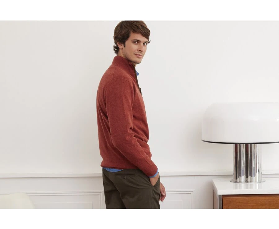 Pull Col Zippé Homme Laine Epice Chiné - KEITHY 5 Pull Col Zippé Homme Laine Epice Chiné - KEITHY – Image 3