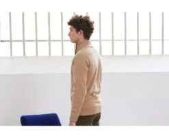 Pull Col Zippé Homme Laine Beige Foncé Chiné - KEITHY -Boutique Pop Mey Edlich 013470dr keithy beige fonce chine 3