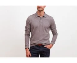 Polo Manches Longues Homme Taupe Chiné - ANDY II ML