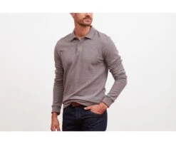 Polo Manches Longues Homme Taupe Chiné - ANDY II ML -Boutique Pop Mey Edlich 0136501p andyii ml taupe chine 3