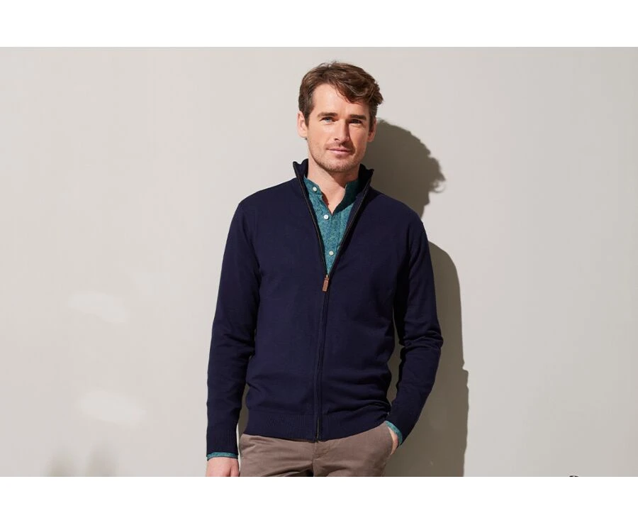 Gilet Zippé Homme Coton Bio/cachemire Navy - VLADIS 3 Gilet Zippé Homme Coton Bio/cachemire Navy - VLADIS