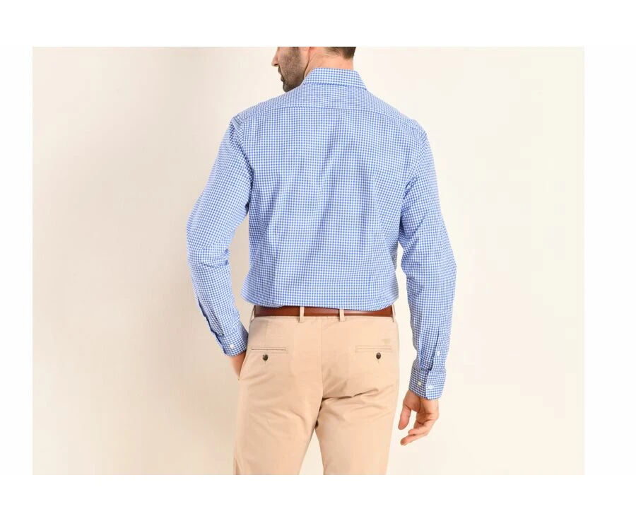 Chemise Coton Blanc à Carreaux Bleus Clairs Et Blancs - RUGGERO 4 Chemise Coton Blanc à Carreaux Bleus Clairs Et Blancs - RUGGERO – Image 2