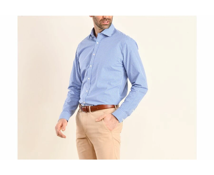 Chemise Coton Blanc à Carreaux Bleus Clairs Et Blancs - RUGGERO 5 Chemise Coton Blanc à Carreaux Bleus Clairs Et Blancs - RUGGERO – Image 3