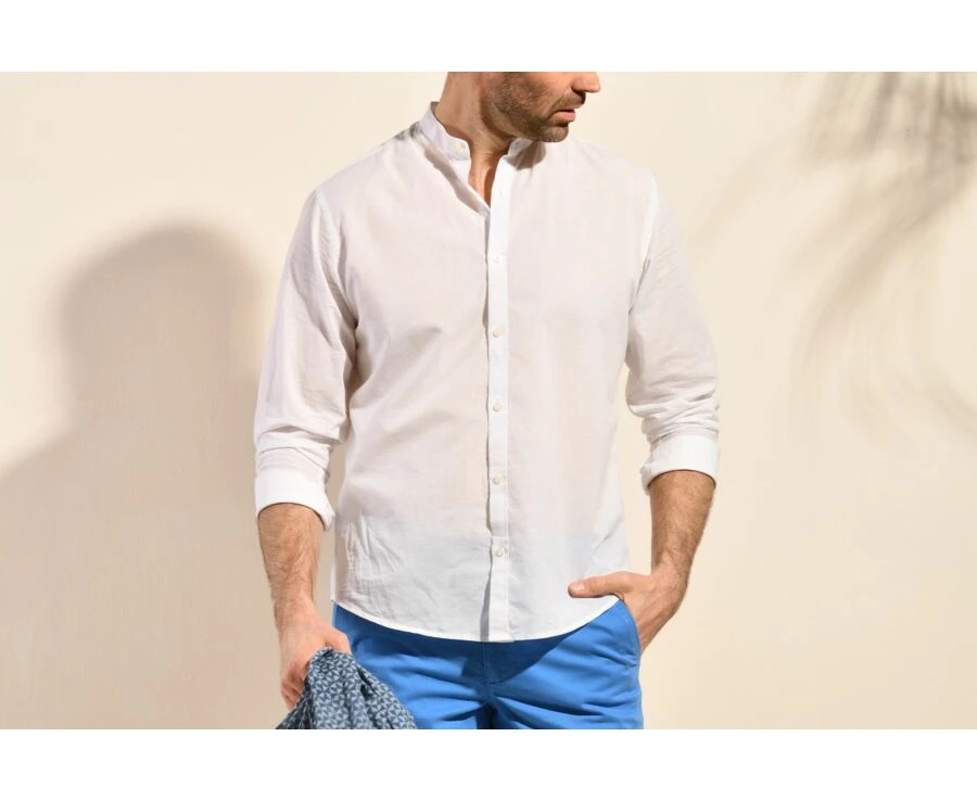 Chemise Coton Lin Blanche Unie - ELIBERT 3 Chemise Coton Lin Blanche Unie - ELIBERT