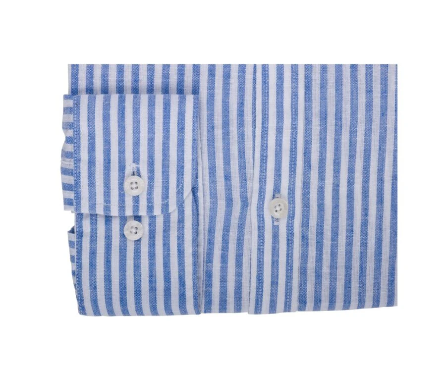 Chemise Coton Lin Bleu Océan Et Blanc - ELIBERT 8 Chemise Coton Lin Bleu Océan Et Blanc - ELIBERT – Image 6