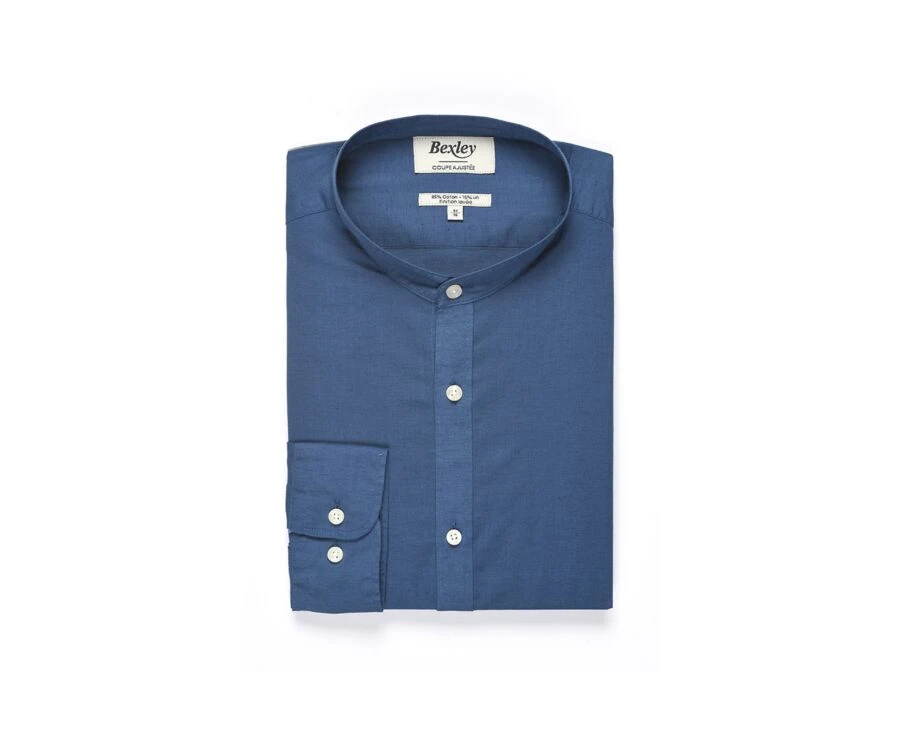 Chemise Coton Lin Indigo Unie - ELIBERT 6 Chemise Coton Lin Indigo Unie - ELIBERT – Image 4