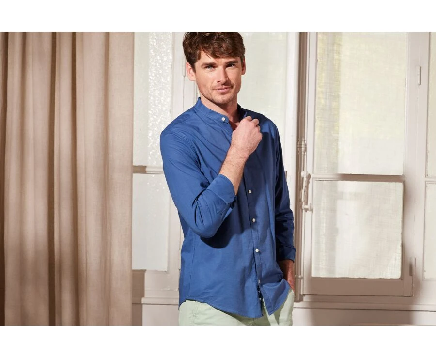 Chemise Coton Lin Indigo Unie - ELIBERT 5 Chemise Coton Lin Indigo Unie - ELIBERT – Image 3