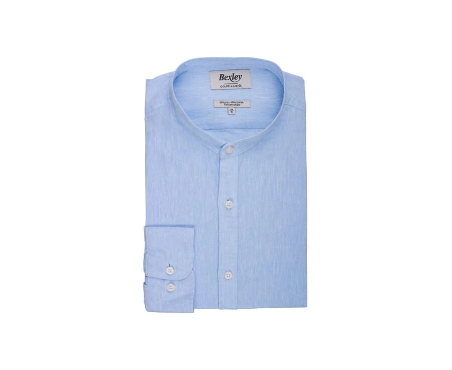 Chemise Coton Lin Chambray Bleu Clair - ELIBERT 6 Chemise Coton Lin Chambray Bleu Clair - ELIBERT – Image 4