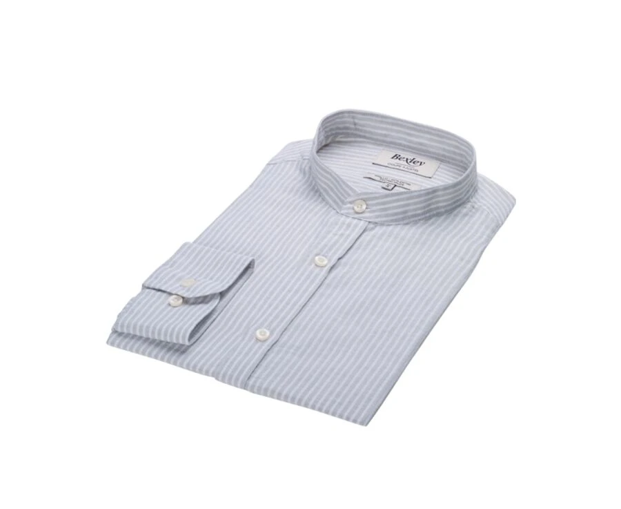 Chemise Coton Lin Vert Tilleul Et Blanc - ELIBERT 7 Chemise Coton Lin Vert Tilleul Et Blanc - ELIBERT – Image 5