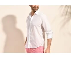 Chemise Coton Lin Blanche Unie - SILBERT -Boutique Pop Mey Edlich 01401004 silbert blanc 5