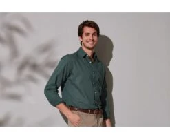 Chemise Coton Lin Vert Foncé Unie - SILBERT -Boutique Pop Mey Edlich 01401059 silbert vert fonce 33