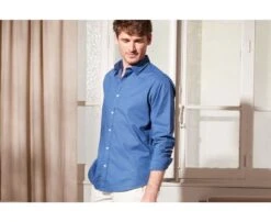 Chemise Coton Lin Indigo Unie - SILBERT -Boutique Pop Mey Edlich 0140106d silbert indigo 5 1