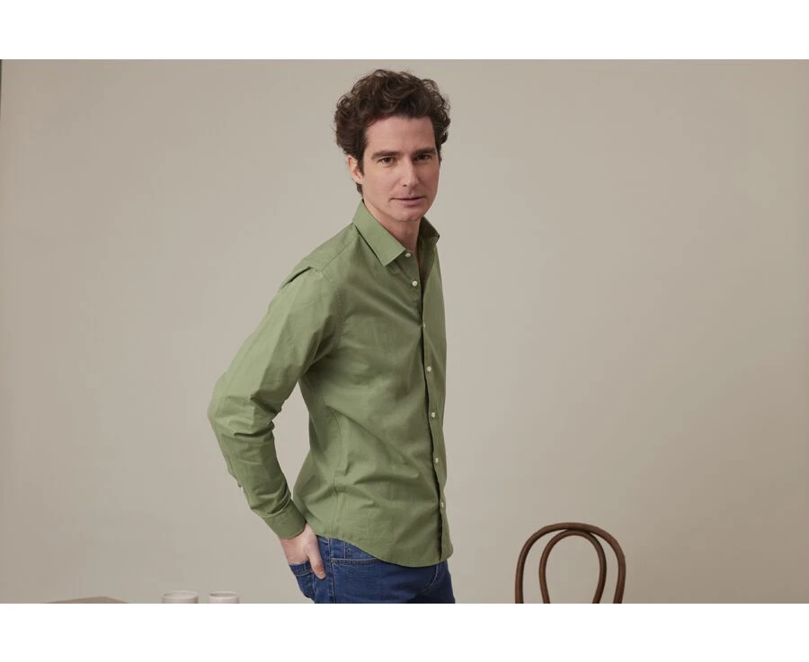 Chemise Coton Lin Vert Sauge - SILBERT 5 Chemise Coton Lin Vert Sauge - SILBERT – Image 3
