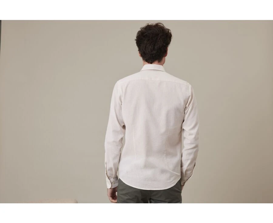 Chemise Coton Lin Chambray Écru - SILBERT 4 Chemise Coton Lin Chambray Écru - SILBERT – Image 2