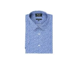 Chemise Coton Bleue Imprimée Fleurs Blanches - FLORANTIN MC 12 Chemise Coton Bleue Imprimée Fleurs Blanches - FLORANTIN MC -Boutique Pop Mey Edlich 0141305i florantin mc blanc et bleu 1