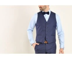 Gilet De Costume Homme Bleu Chiné - LAZARE