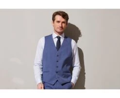 Gilet De Costume Homme Bleu Clair Chiné - LAZARE