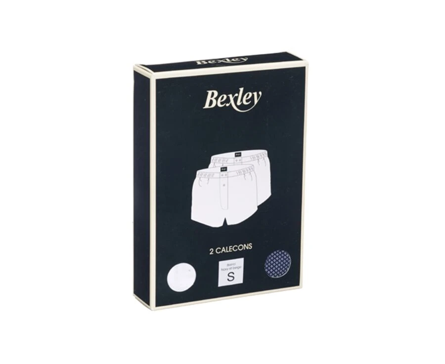 Boîte De 2 Caleçons Homme Uni Blanc Et Imprimé Navy Et Beige - ELON 9 Boîte De 2 Caleçons Homme Uni Blanc Et Imprimé Navy Et Beige - ELON – Image 7