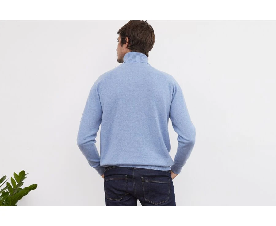 Pull Laine Col Roulé Homme Bleu Chiné - EMERSTON 4 Pull Laine Col Roulé Homme Bleu Chiné - EMERSTON – Image 2