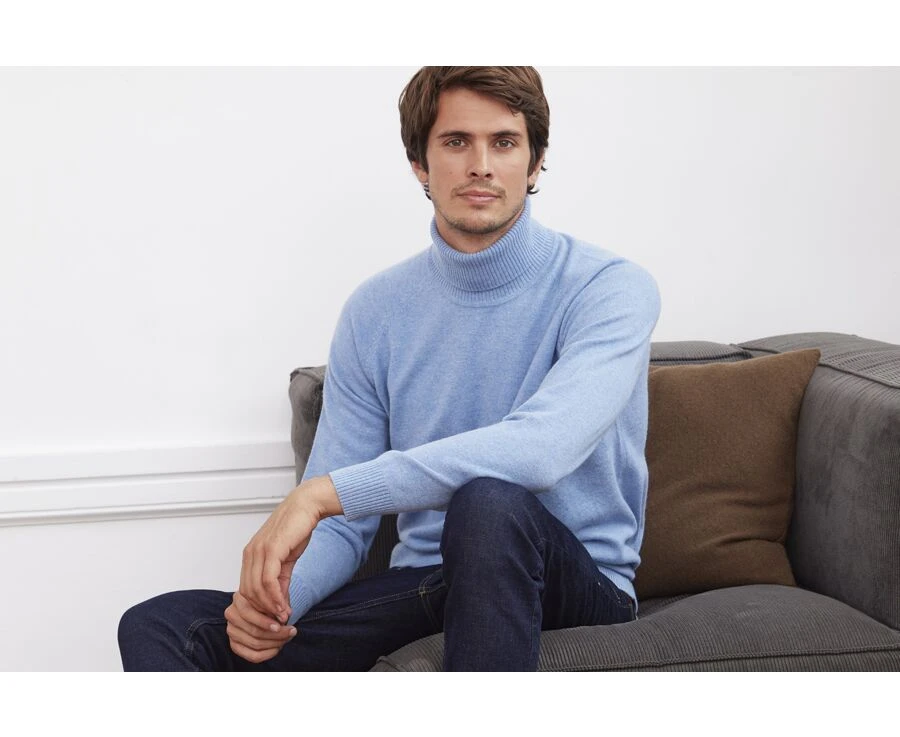 Pull Laine Col Roulé Homme Bleu Chiné - EMERSTON 5 Pull Laine Col Roulé Homme Bleu Chiné - EMERSTON – Image 3