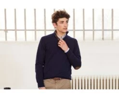 Pull Col Montant Homme Laine Navy - KILTAN
