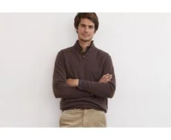 Pull Laine Col Montant Homme Marron Brun - KILTAN