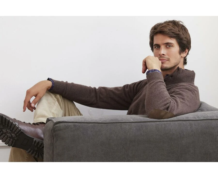 Pull Laine Col Montant Homme Marron Brun - KILTAN 5 Pull Laine Col Montant Homme Marron Brun - KILTAN – Image 3